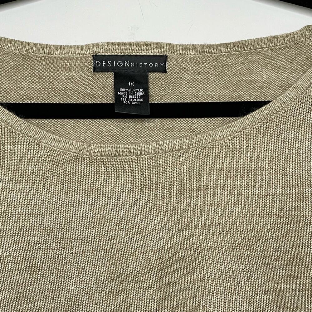 Design History Sweatshirt Long Sleeve Knitted Pullover Brown Plus 1X Lagenlook - Picture 3 of 10